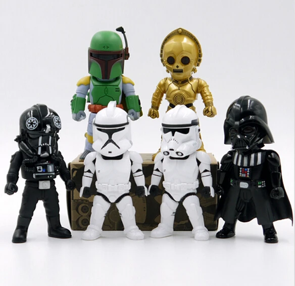 

Anime Character 6pcs/set Q version Darth Vader Avengers Iron man with light pvc figure toy tall 10cm in box hot sell.