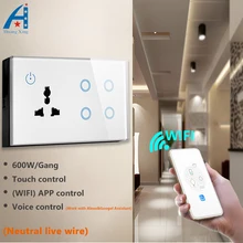 HUANGXING, NEW ARRIVAL UK 146 Type WIFI smart wall Socket with 4 Gang 600W/Gang light Switch 10A,compatible Google assistant
