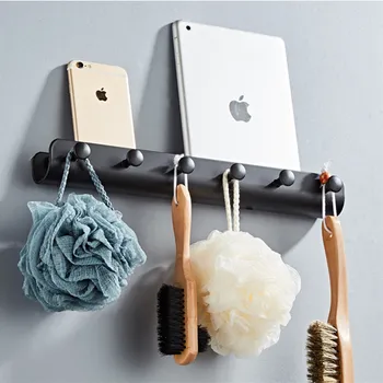 

LIUYUE Robe Hooks Aluminum Black/White 4-6 Rows Hooks Wall Mounted Hanger Rack Bathroom Hooks Door Hooks U Style Storage Rack