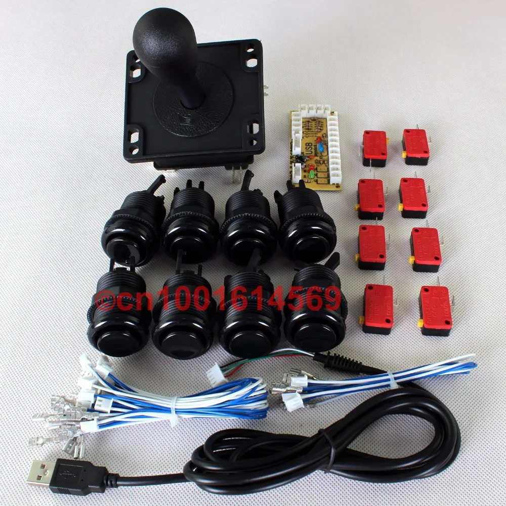 

Arcade Game DIY Parts for MAME Cabinet Projects USB Encoder Board + Happ Arcade Joystick + 8 x Arcade Buttons To Video Games