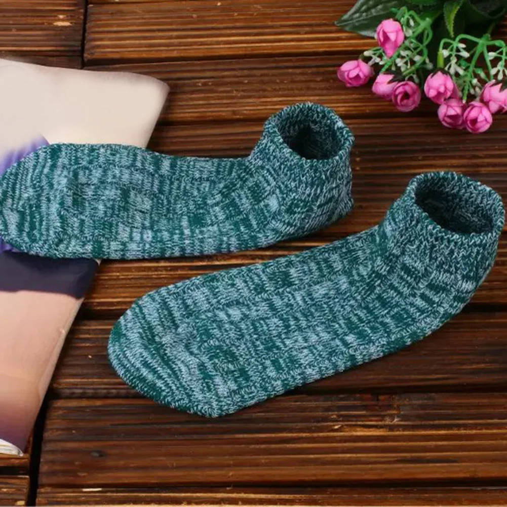 Женские спортивные носки, тапочки, толстые носки до щиколотки, милый цветастый хлопок, носки-лодочки для девочек, полосатые модные носки-Тапочки - Цвет: deep green