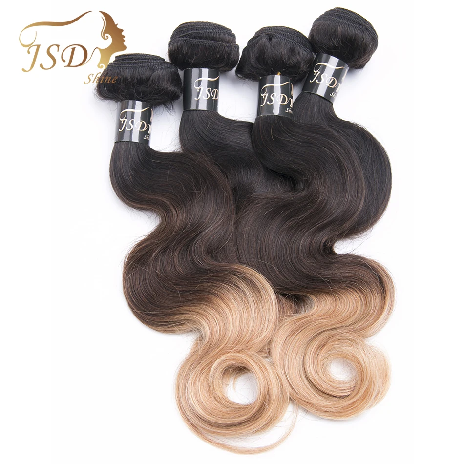 JSDShine Brazilian Hair Weave Bundles Body Wave Three Tone Ombre Human Hair 4 Bundles T1b 4 27 Hair Extensions Non Remy JSDShine Brazilian Hair Weave Bundles Body Wave Three Tone Ombre Human Hair 4 Bundles T1b 4 27 Hair Extensions Non Remy