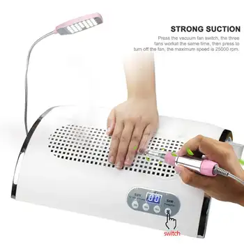 

Nail Dust Collector Vacuum Cleaner Manicure Salon Nail Art Dust Suction Machine with Strong Power Fan Reusable Filter