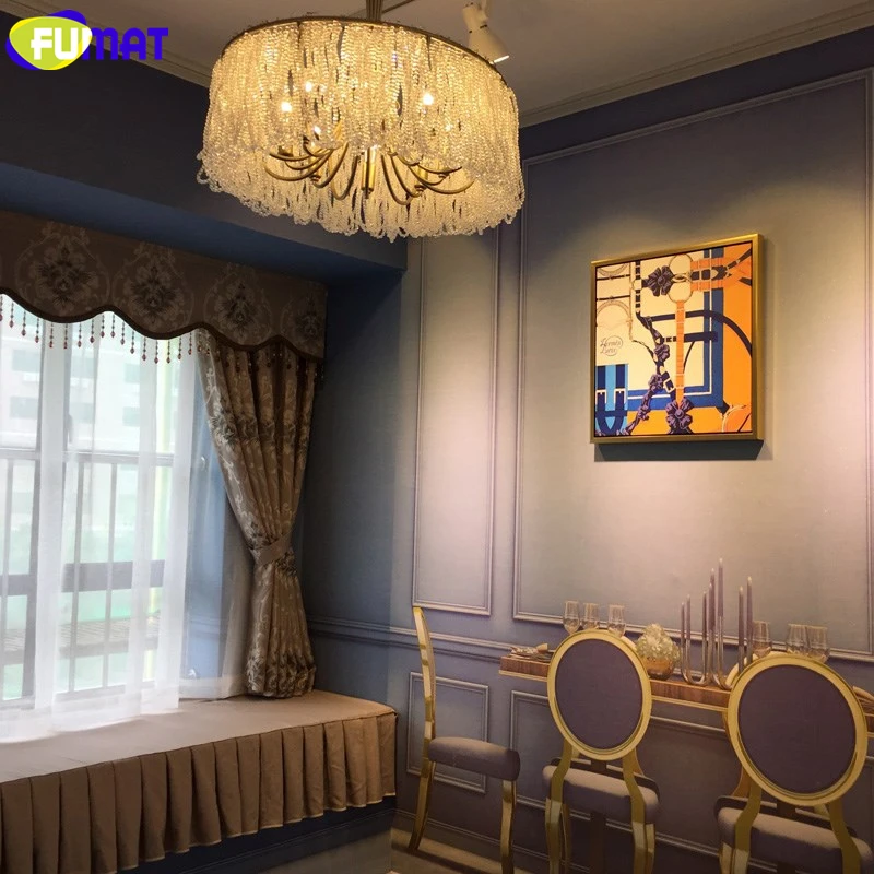 FUMAT RH Crystal Pearl Crown Cap Pendant Lamp American European French Style LED E14 Luxury For Living Dinning Bed Room