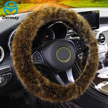 

DERMAY Universal Winter Car Steering Wheel Cover Plush Warm for Ford focus 2 3 BMW e46 e39 VW Toyota Chevrolet cruze Opel
