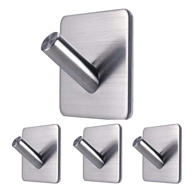 4pcs Self Adhesive Stainless Steel Hook Waterproof And No Drill Glue 4pcs Self Adhesive Stainless Steel Hook Waterproof And No Drill Glue Hanger For Bathroom Mirror
