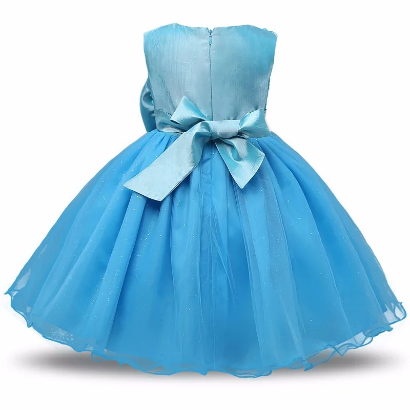 O-neck Sleeveless Bow Floral Waist Princess Flower Girl Party Dress