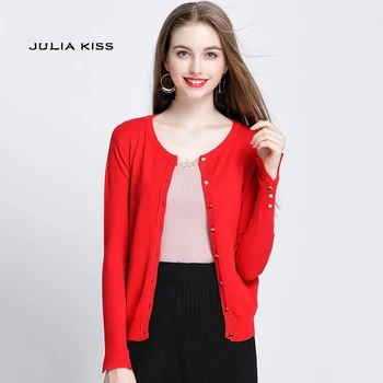 

Women Casual Crew neck Button Up Cardigan with Split Step Hem and Sleeve