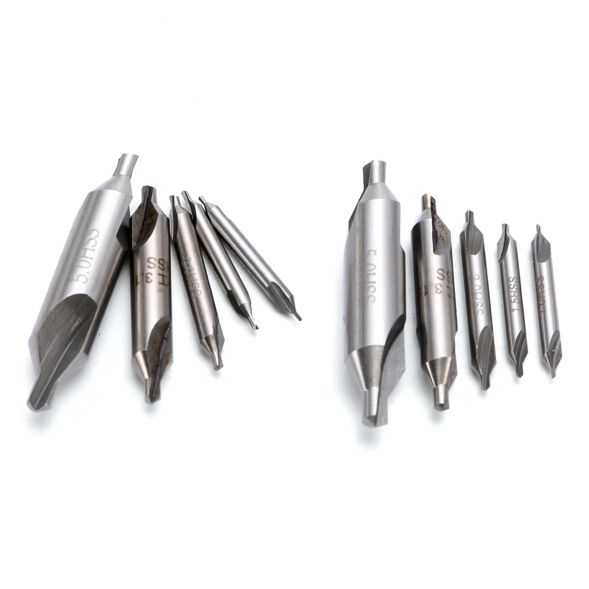 10pcs  60 Degree Combined Countersink Center Drills Bits 1/1.5/2/3.15/5mm High Speed Steel For Power Tools