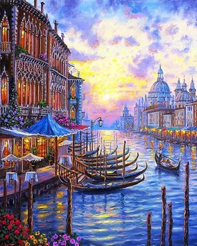 

New Style Venice 40*50CM DIY cuadros coloring Oil Painting On Canvas Pictures Painting By Numbers Home Decoration Venice 40X50CM