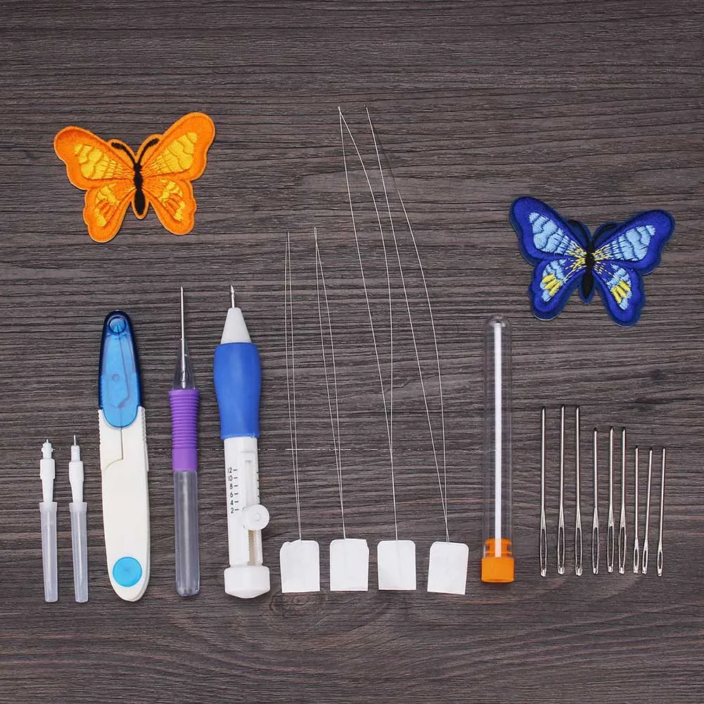 

DIY Embroidery Pen Knitting Sewing Tool Kit Punch Needle Set + 50 Threads Sets @LS FE03