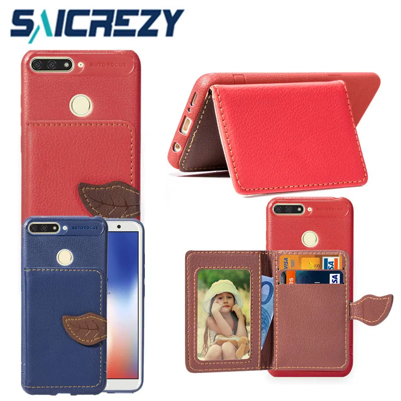 

Leather Wallet stand cover For Huawei Honor 7c 7a pro bumper Cover For huawei P20 pro Mate 10 lite Y6 Prime Y7 2018 phone case