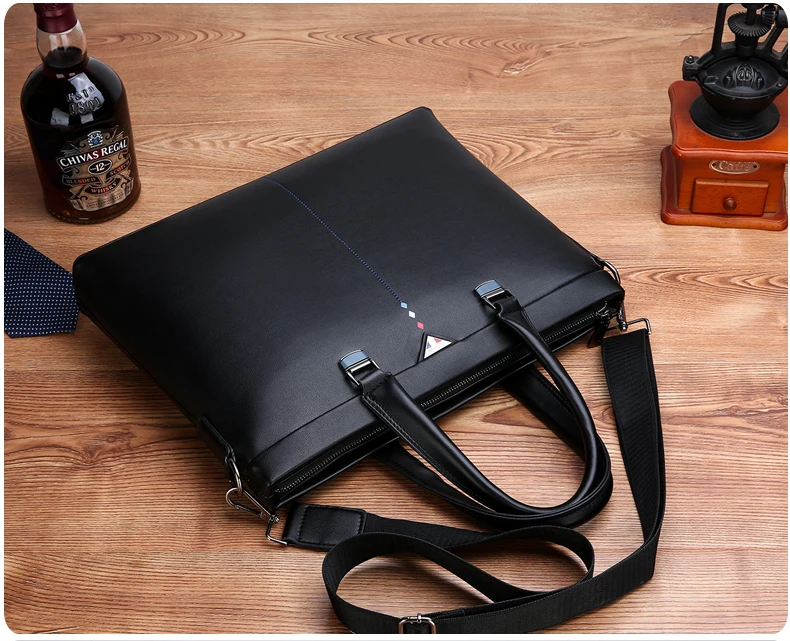 Новая мужская сумка модная мягкая кожаная сумка на молнии Gennune кожаный деловой портфель сумка для компьютера