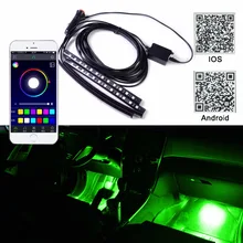 Dwcx салона Красочные 12 Светодиодный ног Пол неоновый гибкие атмосферу полосы света телефон приложение музыка Управление для IOS Android