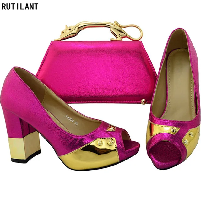 blau lemon Hohe Frauen rot Schwarzes Qualität Party Schuhe Ankunft gold Sets Neue purpurrot In fuchsia Und Italienischen Taschen Tasche Afrikanischen Passenden Green nwZnxTq8p7