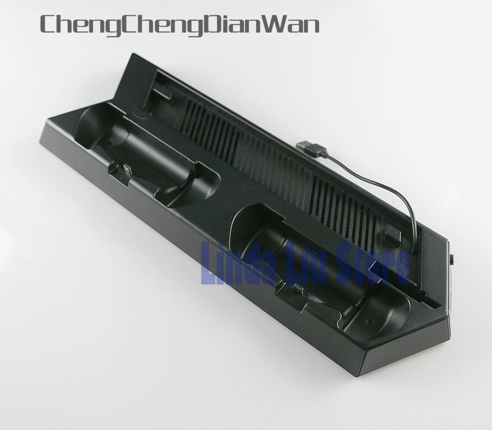 

ChengChengDianWan Vertical Stand with Cooling Fan Charging Stand Dual USB HUB Charger Ports for PS4 Slim console