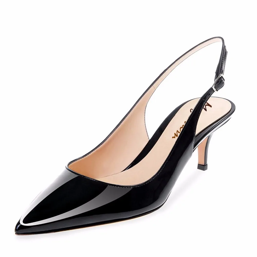 DoraTasia Womens Suede Pointed Toe Slingback Pumps Ankle Strap Kitten Low Heels Dress Pumps