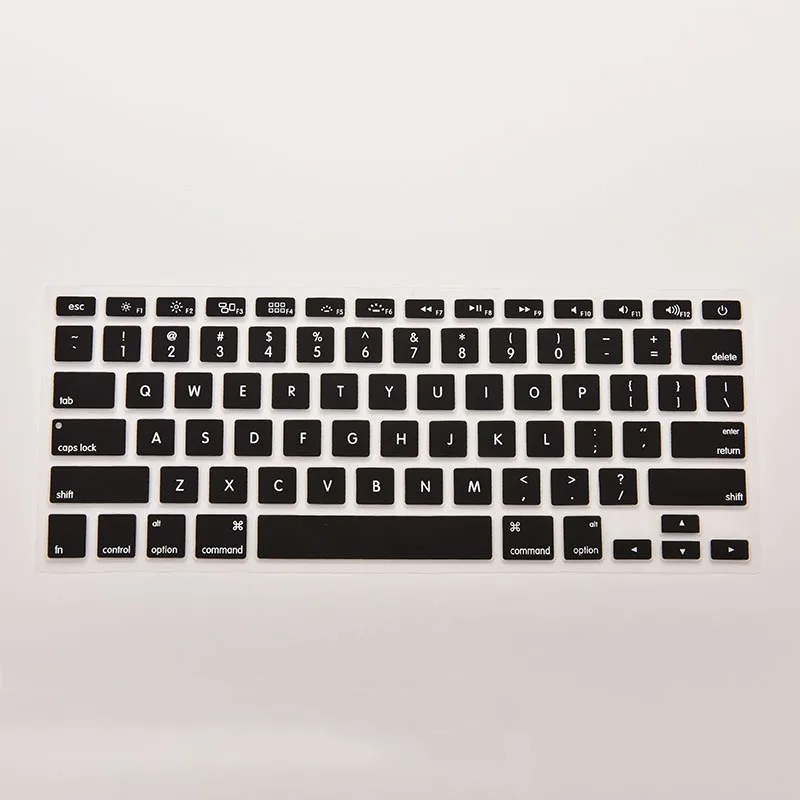 7 ярких цветов, силиконовый чехол для клавиатуры, наклейка для Macbook Air 13 Pro 13 15 17, защитная пленка, мягкий чехол, защитный чехол - Цвет: Черный