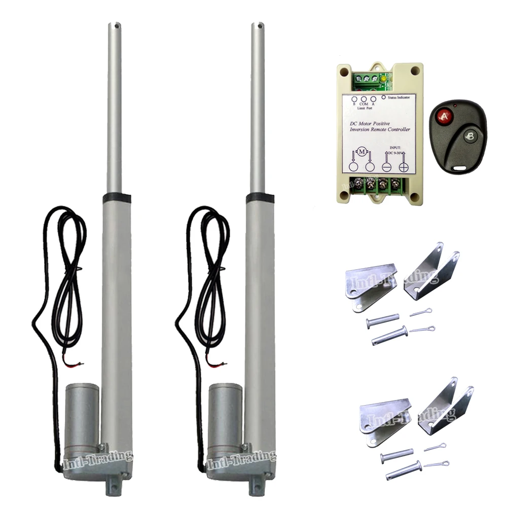 2 Dual Linear Actuators 10" Stroke 1500N/330lbs 12Volt DC Motor