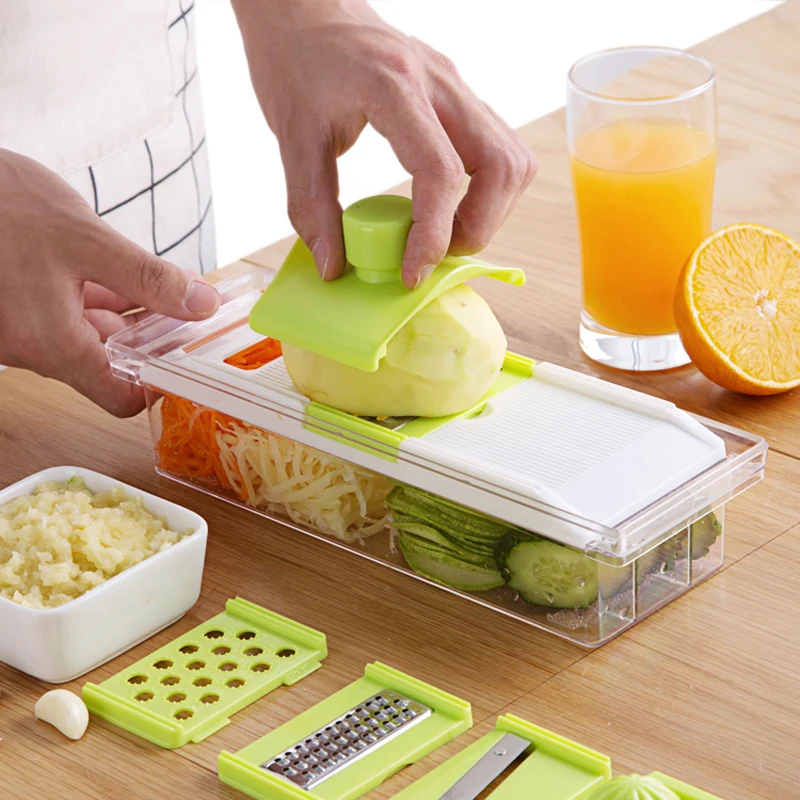 

XZJJA Multifunction Vegetable Slicer with 4 Dicing Blades Manual Potato Peeler Carrot Grater Vegetable Cutter Kitchen Tools