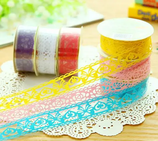 8Pcs/lot DIY Bud Silk decoration film Adhesive Print Fabric Decor Lace Tapes Decoration Photo Album Scrapbook Corner Sticker