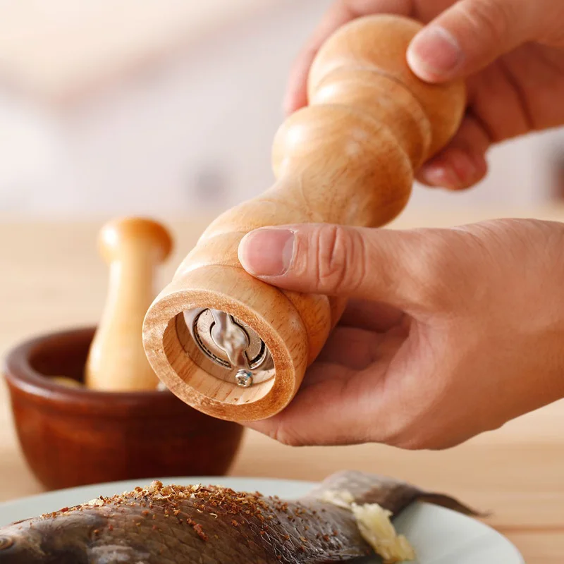 1PC Wooden Salt Pepper Grinder Spice Mills Hand Movement Manual Oak