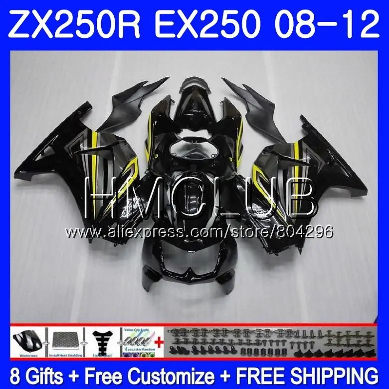 

Body For KAWASAKI NINJA EX250 ZX250R 2008 2009 2010 2011 2012 9JK.0 ZX 250R ZX-250R EX 250 08 09 10 11 12 Fairings Green black