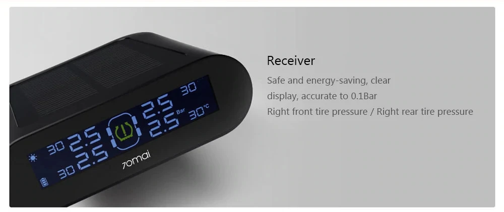 Xiaomi 70mai TPMS датчик давления в шинах Система мониторинга солнечной энергии 70 Mai приложение ЖК-дисплей Автомобильная охранная сигнализация давление в шинах