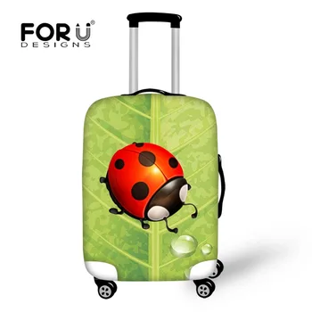 

FORUDESIGNS Luggage Cover Protector Ladybug Green Printing for Trunk Case Elastic Stretch Dustproof Rain Trolley Suitcase Covers