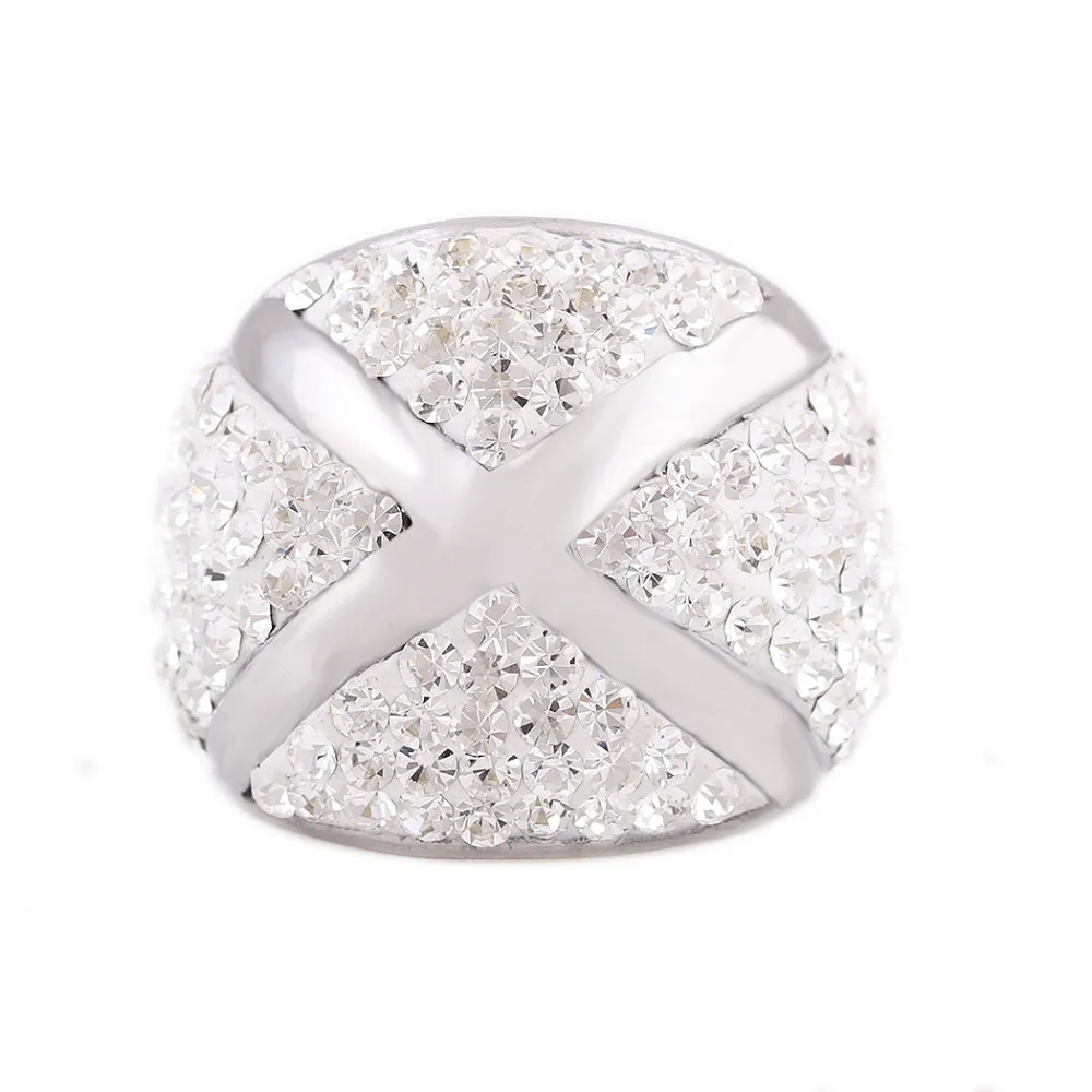 Кольцо из нержавеющей стали 316L с х дизайн модные ювелирные изделия с кристаллами для женщин подарок Свадебные Кольца для вечерние аксессуары - Цвет основного камня: Белый