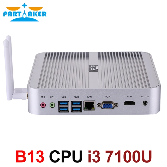 Best Quality Partaker Mini Computer OEM Win10 Pro Intel Core i3 7100U Fanless Mini PC Barebone HTPC minipc Nuc Graphics 620 Best Quality Partaker Mini Computer OEM Win10 Pro Intel Core i3 7100U Fanless Mini PC Barebone HTPC minipc Nuc Graphics 620