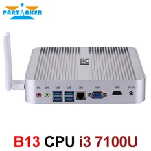 Partaker Mini Computer OEM Win10 Pro Intel Core i3 7100U Fanless Mini PC Barebone HTPC minipc Nuc Graphics 620