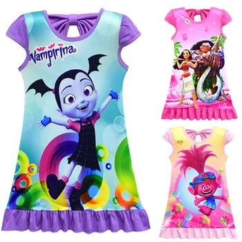 

New Summer Vampirina Dresses for Girls Princess Birthday Party Dress Children Moana Trolls Costume Kids Clothes Vestido Clothing