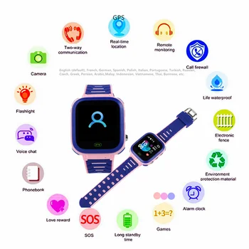 

Children GPS Tracker Smart Phone Watch Flashlight Camera Clock SOS SIM Czech Swimming Waterproof Electronic Toys Girl Smartwatch