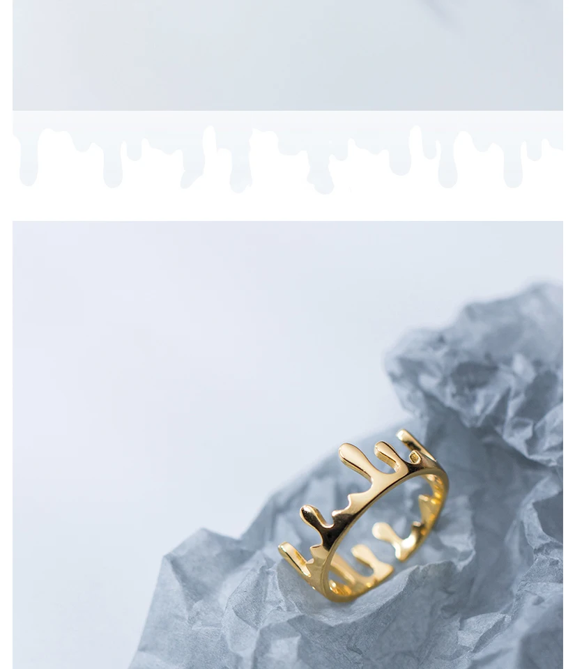 2019 New Fashion Sterling Silver Waterdrop Crown Rings Gold Color S925 Open Ring For Women Girls Lady Jewellery Bijoux Gifts (3)