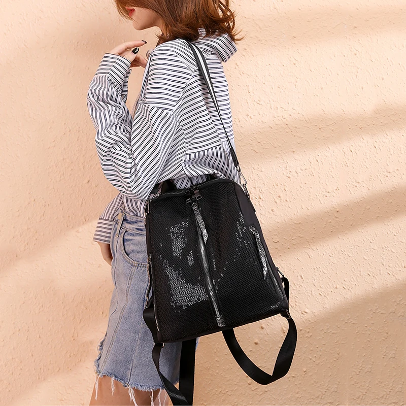 Черный блесток рюкзак Для женщин Женская дорожная сумка пакет bolsa mochila feminina многофункциональная сумка для девочек-подростков