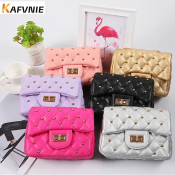 

KAFVNIE New Mini Bags for Children PU Shoulder Bag for Children Gold Birthday Gift Evening Party HandBag Kids Mobile Bag 2019