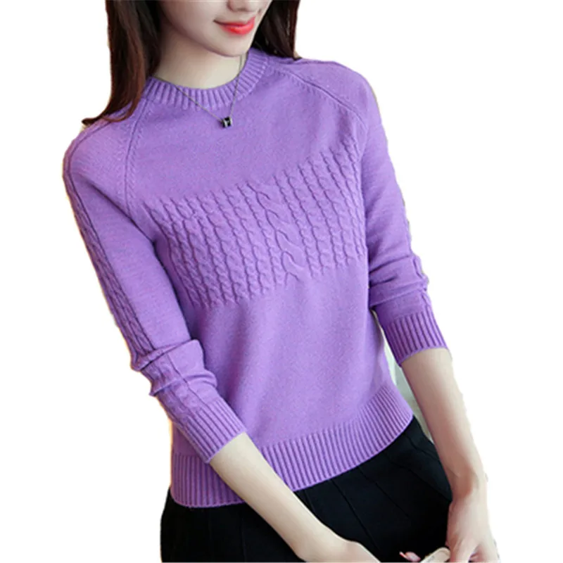 

Women Pullover Sweater 2019 Spring Autumn Korean New Solid O-neck Basic Knitted Short Sweater Female Fashion Wild Knitwear D003