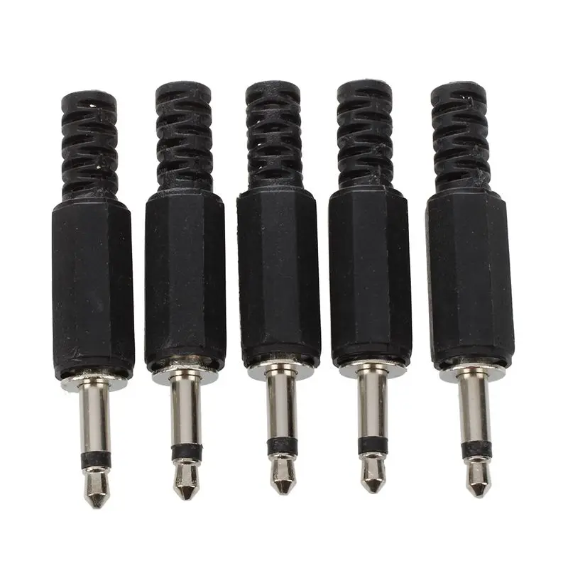 

5 x Black Plastic 3.5mm Male Mono Plug Jack Audio Adapter Connector