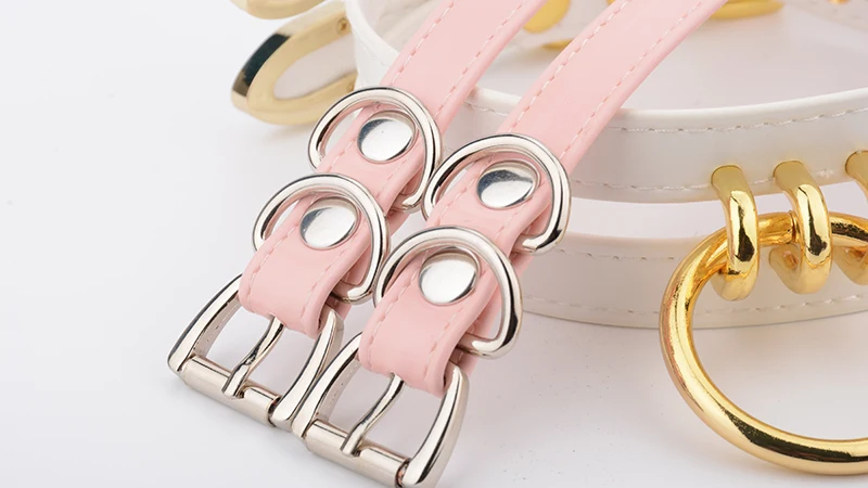 Classic Caged Frame Collar Hand Crafted PU Leather Cut Out Frame Choker Gothic Silver Gold Metal O Round Shape Necklace Women 10