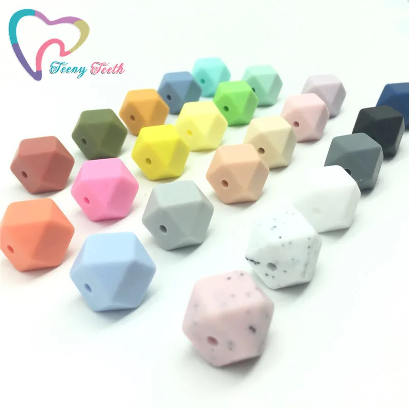 

Teeny Teeth 10 PCS 14 MM Hexagon Silicone Beads Teething Baby DIY Toy Baby Shower Gift Necklace Pacifier Chain Silicone Beads