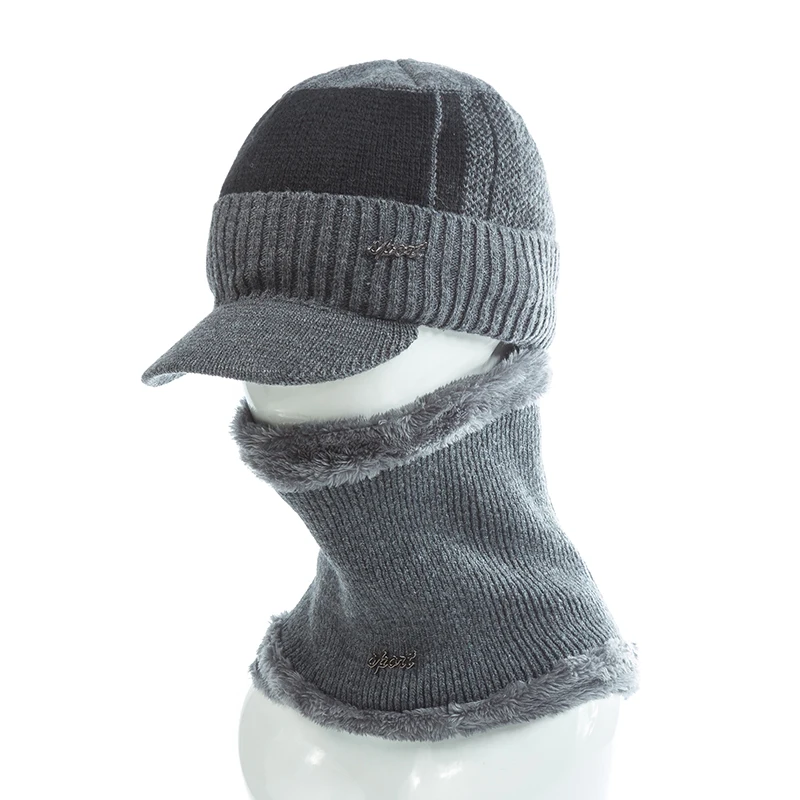 Высококачественные хлопковые зимние шапки с меховыми полями Skullies Beanies, шапка для мужчин и женщин, шерстяной шарф, шапки, маска, шапка, вязаная шапка