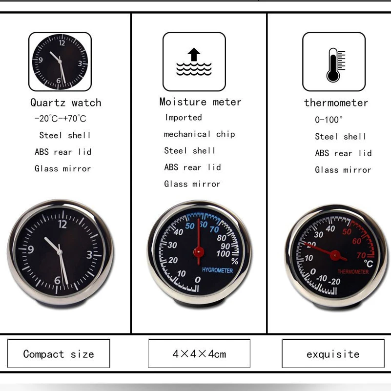 Автомобильный термометр, автоматический гигрометр, автомобильные часы, термометр, украшения, кварцевые часы с гигрометром, автомобильные электронные часы