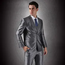 (Jacket + Vest + Pants ) Men Business Single Breasted Groom Suits 2016 New Brand Tuxedo Formal Wedding Dress Suits