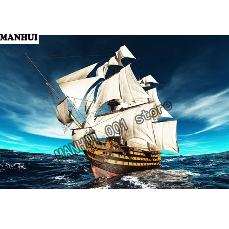5D DIY Diamond Painting Sea Sailboat Embroidery Full Resin Cross Stitch Rhinestone Mosaic Decor Gift AFJ71 | Дом и сад