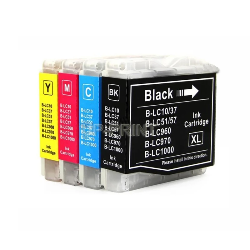 

UP 4pcs Compatible ink cartridge for Brother LC10 LC37 LC51 LC57 LC960 LC970 LC1000 DCP130C/135C/150C/153C/157C MFC-240C 260C