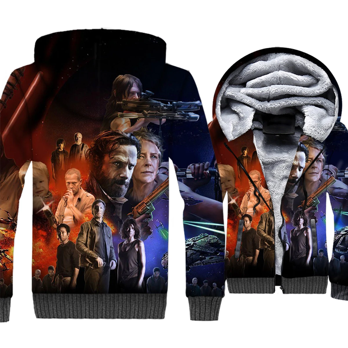 

The Walking Dead Jacket Men 3D Hoodies Rick Sweatshirt 2018 New Design Winter Thick Fleece Warm Zipper Coat Hip Hop Streetwear
