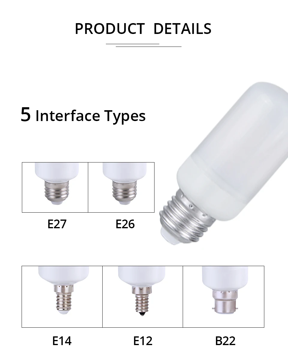 Светодиодный 85-265 V Светодиодный пламя лампы E27 E26 E14 B22 E12 Творческий 3 режима огня светлый праздник мерцающий эффект освещения пламени лампы