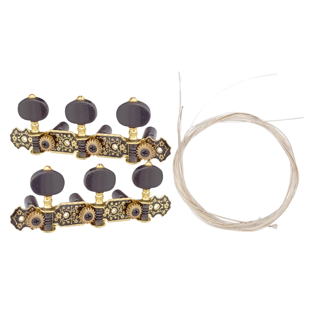 2pcs Classical Guitar Tuners Machine Heads with Nylon Guitar Strings for Guitar Parts Accessories