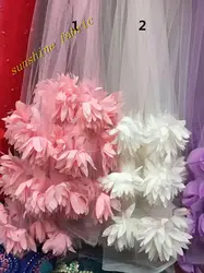 Нигерийские Свадебные Кружево материалы чистая Кружево Ткань объемный цветок Высокое качество Африканский Кружево Ткань белый розовый